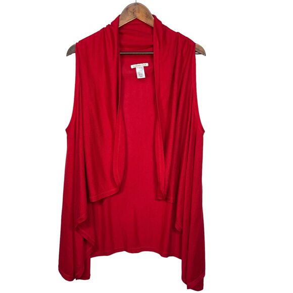 Coldwater‎ Creek Open Front Sleeveless Cardigan Sweater Women Size M Red - Picture 1 of 9